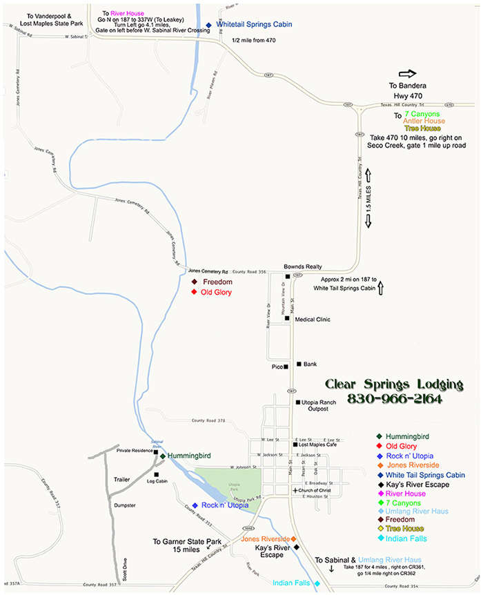 Clear Springs Lodging Map